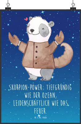 Produktbild von Mr. & Mrs. Panda Bild Skorpion Astrologie DIN A2 - Sternenhimmel Blau - Geschenk, wanddeko, Kunstdruck, Geburtstagsgeschenk, Sternzeichen, Tierkreiszeichen, drucke
