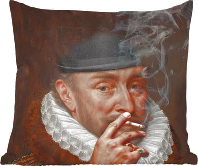 Produktbild von MuchoWow® Zierkissen Sofakissen Wohnzimmer Dekokissen 60x60 cm Wilhelm von Oranien - Kunst - Rauchen - Sitzfläche - Foto Polster