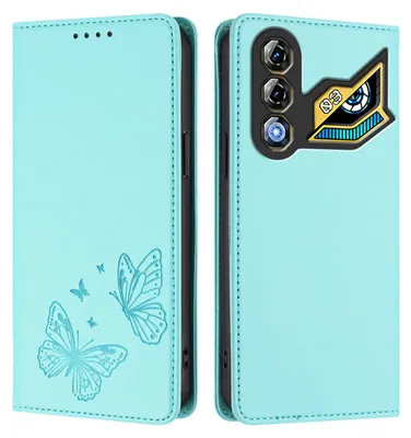 Image de Étui en cuir pour ZTE nubia Neo 3 GT, motif papillon, étui portefeuille à rabat avec support, vert menthe
