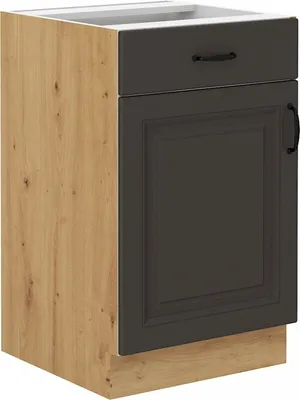 Obrázek produktu pro Dolní skříňka se šuplíkem SOPHIA - šířka 50 cm, tmavě šedá / dub artisan