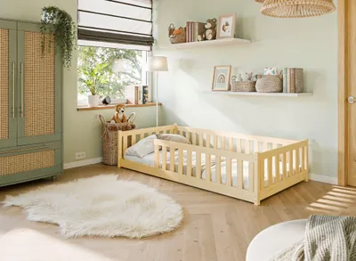 Produktbild von Kindereinzelbett 80x160 MAILA mit Rausfallschutz - Kiefer
