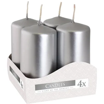 Obrázok produktu pre Votívna sviečka BISPOL Aura 9H 8cm SW40/80 SILVER METALIC 4ks.