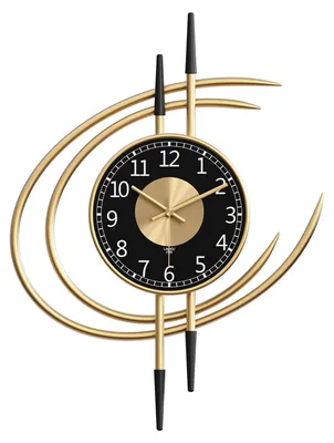 Wanduhr 54 cm, gold-schwarz, leise, für Wohnzimmer