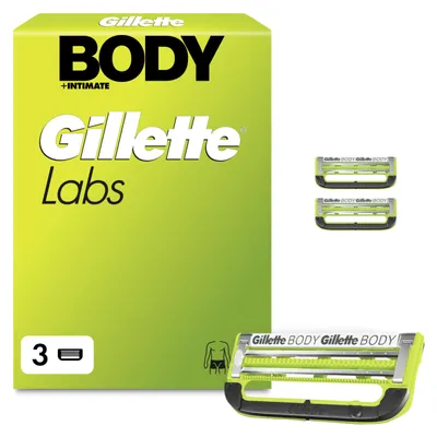 Produktbild von Gillette Labs Body & Intimate Rasierklingen, 3 Original Ersatzklinge, Grün