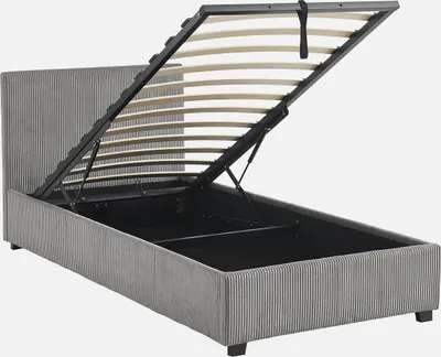 Produktbild von sweeek - Boxbett mit Lattenrost und Kopfteil, 90 x 190cm, Cord - Grau