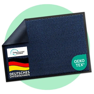 Image de Floordirekt Paillasson SKY Novo, envers antidérapant en TPE, absorption efficace de la saleté, intérieur & extérieur Tapis de propreté, bleu, 80x120x0,7 cm