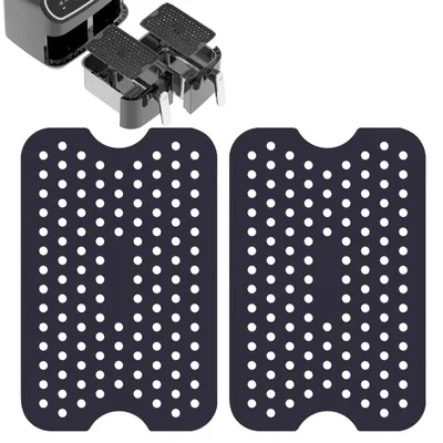 Produktbild von 2 Silikon-Backmatten für die Heißluftfritteuse, perforiertes Silikon-Backpapier, Silikonmatte, wiederverwendbare Backmatten für die Heißluftfritteuse, perforiertes Backpapier für die Heißluftfritteuse (13 x 20 cm)