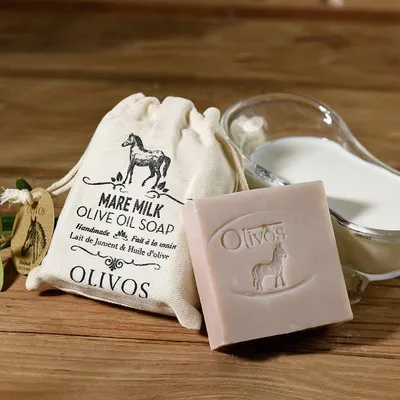 Produktbild von Olivos Mare Milk Olive Oil Soap 24 Stück á 150g, feste Handseife mit Stutenmilch, Seife