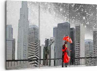 Produktbild von Bild auf Leinwand - Leinwandbild - Stadt Haus Straße - 105x70cm - Wand Bild - Wanddeko - Wandbilder - Leinwanddruck - Bilder - Kunstdruck - Wanddekoration - Leinwand bilder - Wandkunst - CE105x70-3948