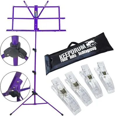 Immagine prodotto di keepdrum MUS2FL leggio viola con 4 morsetti
