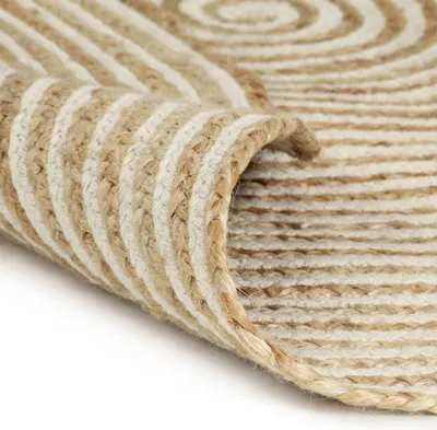Produktbild von vidaXL Teppich Handgefertigt Jute mit Spiralen-Design Weiß 90 cm