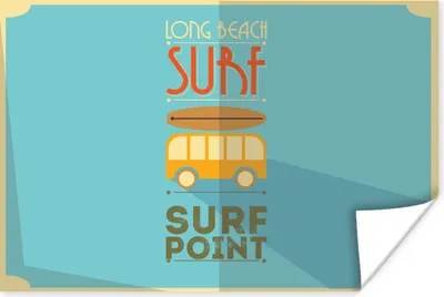 Produktbild von MuchoWow® Poster Illustration "Surf Point" mit blauem Hintergrund 120x80 cm - Bilder