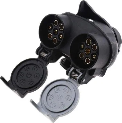 Obrázek produktu pro Adaptér pro přívěs 12 V 12N 12 S Twin, vodotěsný, černý, pro 13-7pinové zástrčky přívěsu