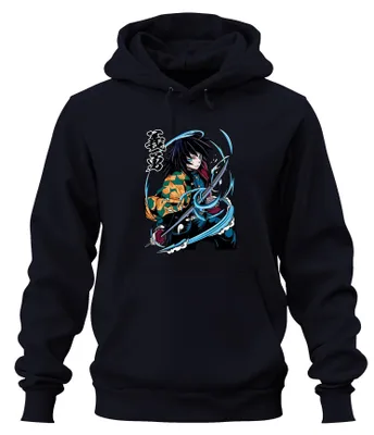 Produktbild von Giyu Tomioka Dämonenjäger Wasserklinge Anime Geschenk Hoodie Kapuzenpullover, Navy, XXL