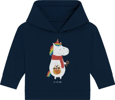 Produktbild von Mr. & Mrs. Panda Organic Baby Hoodie Einhorn Pilz 12. - 18. Monat - French Navy - Geschenk, Pilze, Kapuzensweatshirt, Kapuzenshirt, Unicorn, Spruch, Motivation, Einhörner