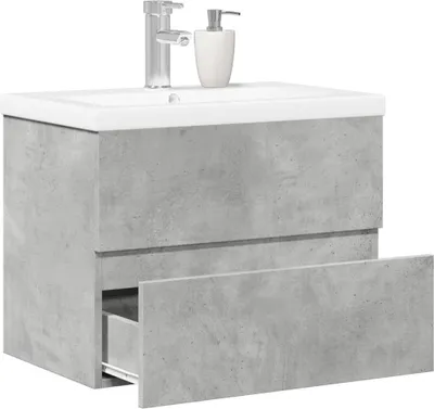 Image de Maison Exclusive - Ensemble de meubles de salle de bain 2 pièces, gris béton, matériau dérivé du bois