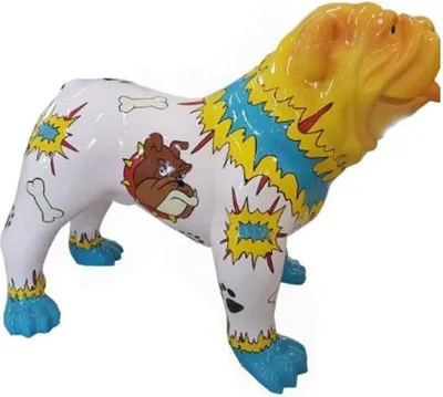 Zdjęcie produktu dla Casa Padrino designerska figura dekoracyjna pies buldog kolorowy 90 x wys. 74 cm - rzeźba dekoracyjna odporna na warunki atmosferyczne - dekoracja salonu - dekoracja ogrodu - designerska figura dekoracyjna zwierzęcia