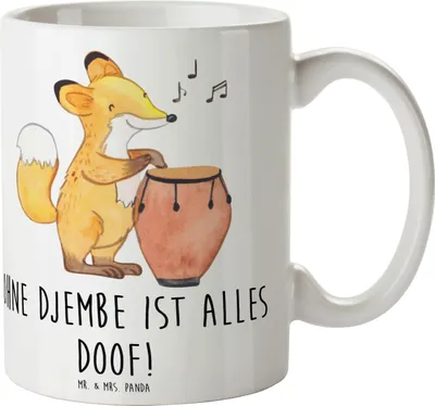 Produktbild von Mr. & Mrs. Panda Kaffeetasse Djembe Freude - Weiß - Geschenk, Musik, Lernen, afrikanische Trommel, haferl, machen, Pott, Leidenschaft, Rhythmus, Musiker, Tasse, Bedruckte