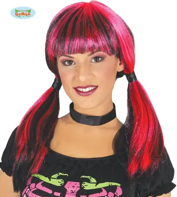 Produktbild von pinke Schulmädchen Hexe Perücke für Damen