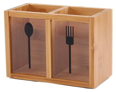 Immagine prodotto di Solidchoice - Porta posate in legno con 2 scomparti