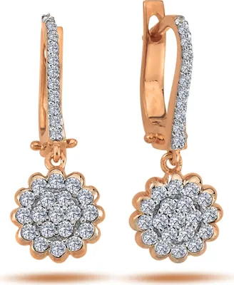Immagine prodotto di Orecchini Flora con diamanti in oro rosa 14 carati