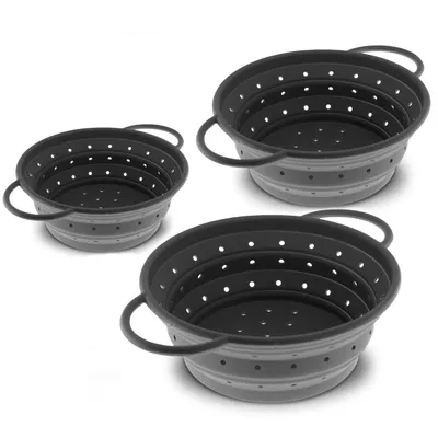 Produktbild von Coolinato Set 3tlg faltbares Silikon-Sieb grau