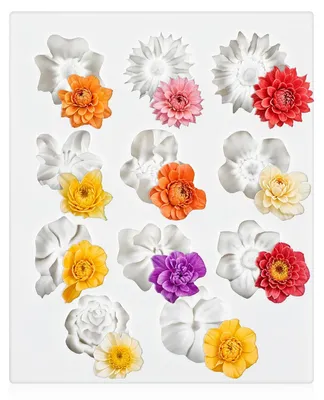 Productafbeelding van Silikon malvormen voor bloemen, 11 verschillende ontwerpen voor kunsthars en baktaken