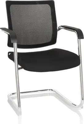 Produktbild von hjh OFFICE Freischwinger LEVIA V Stoff / Netzstoff Stuhl für Büro Zuhause, Besucherstuhl Schwingstuhl bis 150 kg belastbar