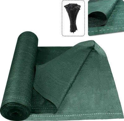 Obrázek produktu pro XMTECH 2x10m HDPE plotová zástěna tenisová zástěna zástěna na ochranu soukromí plotová zástěna větrná síť ochrana proti slunci stínová síť s kabelovými úvazy, tmavě zelená