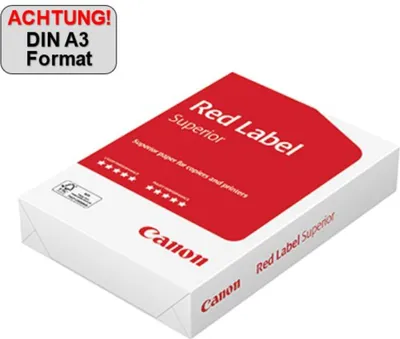 Produktbild von Canon Red Label Superior Laser-/Inkjet-Druck, A3 (297x420 mm), 500 Blätter, 80 g/m², Weiß, 112 µm