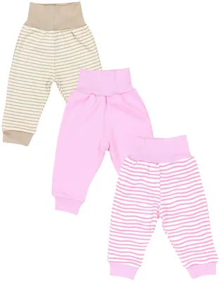 Produktbild von TupTam Baby Mädchen Lange Pumphose 3er Pack, Farbe: Rosa Beige Streifen Rosa Uni, Größe: 110