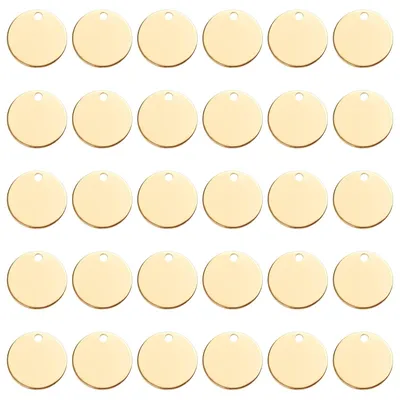 Image de Pendentifs ronds en laiton, 30 pièces avec trou, diamètre 20 mm, pour la fabrication de bijoux et de plaques nominatives