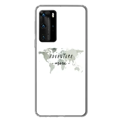 Produktbild von MuchoWow® Handyhülle Schutzhülle Hülle für Huawei P40 Pro Weltkarte - Grau - Zitate Silikon Softcase Handy Hülle - Schutz