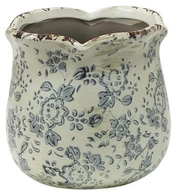 Immagine prodotto di Vaso da fiori Clayre & Eef Ø 12x12 cm Grigio Beige Vetroceramica Fiori