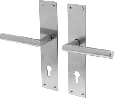 Produktbild von Türgriffe Lavuzo Nuoro Edelstahl - Türklinken mit Schild PC72 - Pro Set