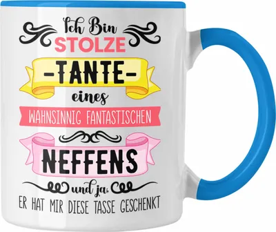 Produktbild von Trendation - Geschenk für Tante von Neffe Tasse Geschenkidee Lustig Spruch (Blau)