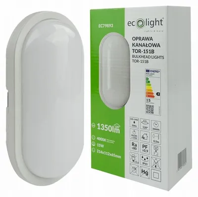 Produktbild von LED-Kanallampe, wasserdicht, oval, für Garage oder Werkstatt, 15W, weiß