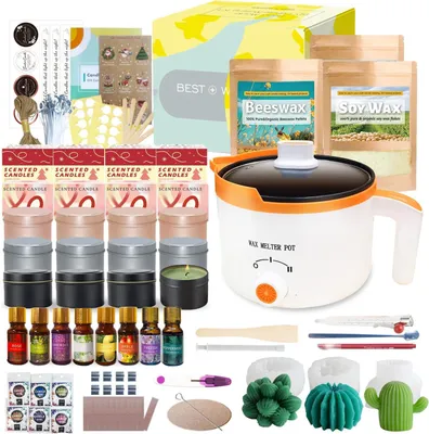 Produktbild von Set zur Herstellung von Duftkerzen und Waxmelts, 900g Sojawachs, 454g Bienenwachs, mit Formen, für DIY