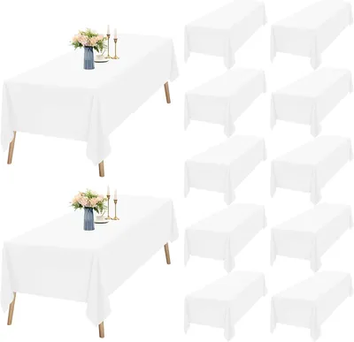 Obrázok produktu pre Obdĺžnikové obrusy, biele, 12 kusov, rozmer 153 x 320 cm, vhodné na stoly s dĺžkou 244 cm (8 stôp)