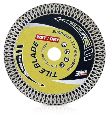 Productafbeelding van Diamantzaagbladen, 2 stuks, 76 mm, extra dun, voor tegels, graniet, marmer en porselein. Boorgat: 10 mm. Dikte: 1,2 mm