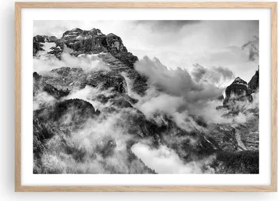 Produktbild von Gerahmtes Poster - Rahmen in heller Eiche - Berge Nebel Gipfel - 70x50 cm - Wand Bild - Wanddeko - Wandbilder - Wandposter - Bilderrahmen - Bilder - Kunstdruck - Wandbild - P2NAA70x50-3664