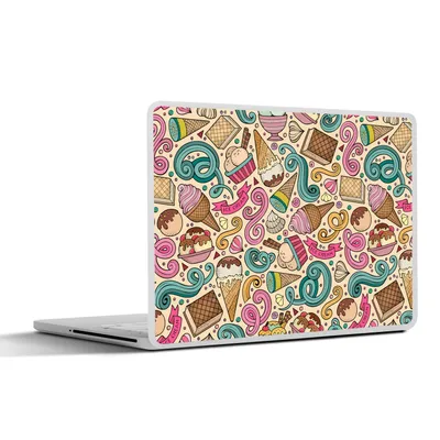 Produktbild von MuchoWow® Laptop Aufkleber Sticker Cover Muster - Waffel - Eiscreme 30x21 cm - Sticker für Laptop - Selbstklebend