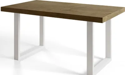 Obrázek produktu pro Průmyslový jídelní stůl LOFT-U, velikost: 140X80X77 cm, barva stolu v obývacím pokoji: LEFKAS, s kovovými nohami v bílé barvě