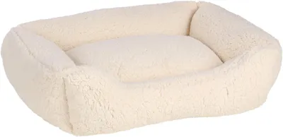 Image de Panier pour chien Flamingo Felpa rectangulaire blanc, dimensions : 65 x 50 x 20 cm