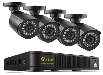 Produktbild von Anlapus 1080P Außen Video Überwachungssystem 8CH DVR mit 4X 2MP Kameras ohne Festplatte