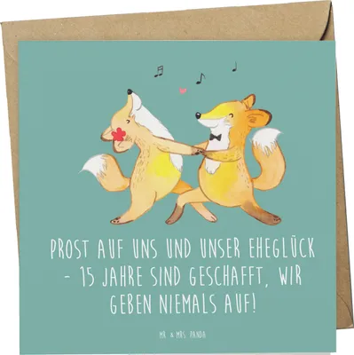 Produktbild von Mr. & Mrs. Panda Klappkarte 15. Hochzeitstag Gläserne Hochzeit - Meeresbrise - Geschenk, Glückwunschkarte, Liebe, faltkarte, anlasskarte, handgemachte Geschenke, Jubiläum