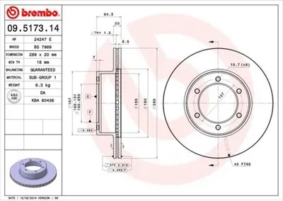Produktbild von BREMBO Bremsscheiben (2 Stück) Vorderachse 09.5173.14