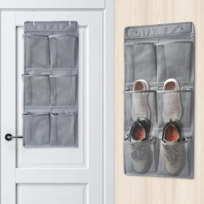 Image de Étagère de rangement avec 6 poches, système de rangement pour chaussures sans perçage, idéal pour camping-car et armoire, dimensions 76x35 cm