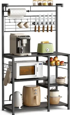 Immagine prodotto di Scaffale da cucina VASAGLE, con barra magnetica, cestello in filo metallico e portarotolo