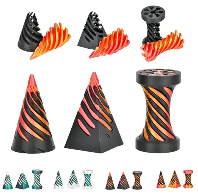 Image de Fidget spinner set Spiral 3-en-1, cône sablier pyramide, jouet sensoriel – Noir